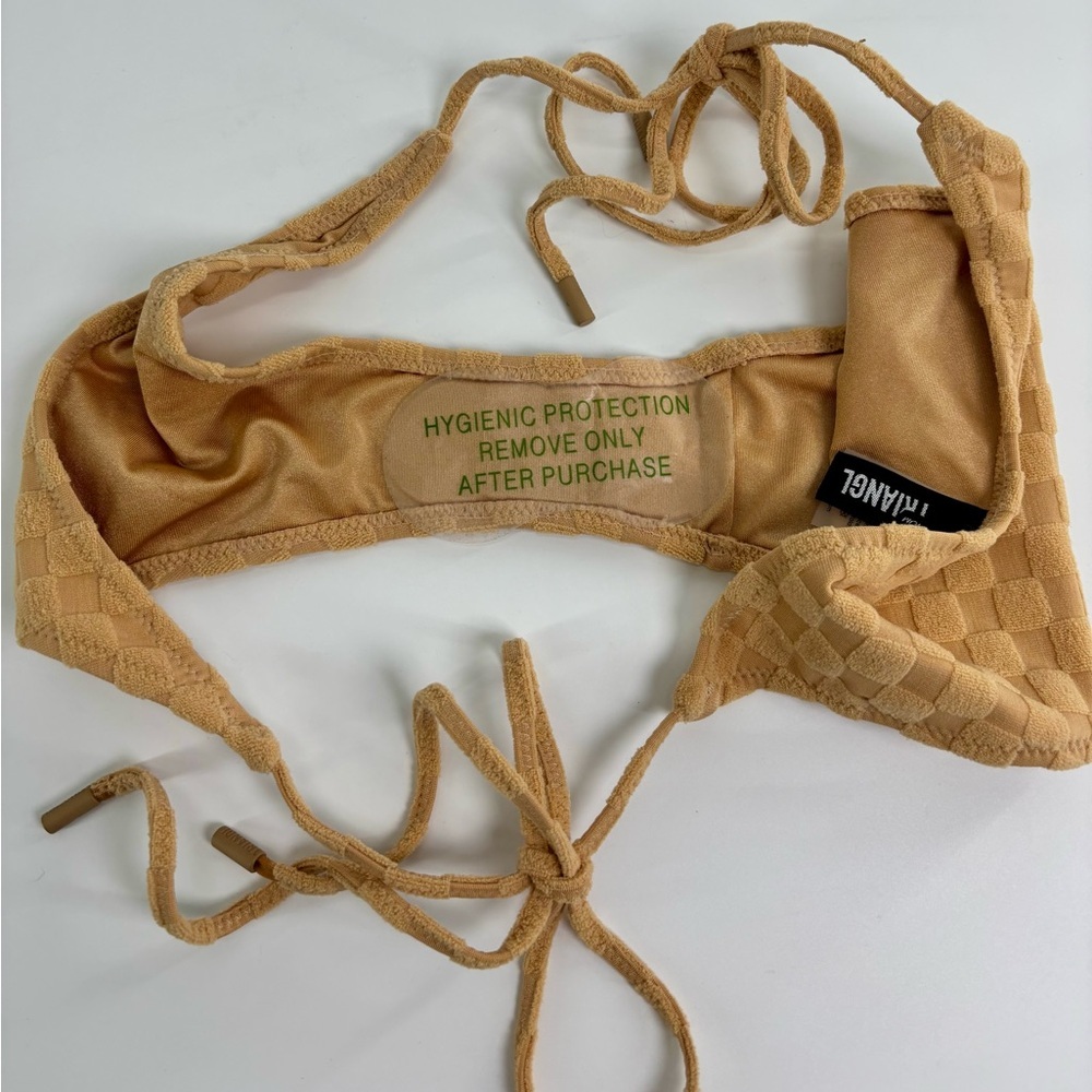 Triangl terry check string bikini bottoms Medium tan cheeky NWOT - Picture 4 of 8